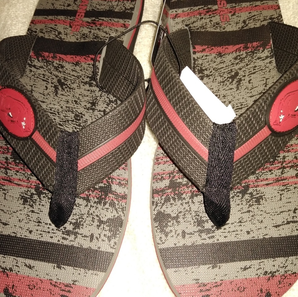 Arkansas Razorback Campus Footnotes Flip Flops - Picture 2 of 5
